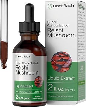 Horbaach Reishi Mushroom Extract Tincture | 2 Fl Oz | Liquid Drops | Ganoderma Lucidum | Vegetarian, Alcohol Free | Non-GMO, Gluten Free Supplement