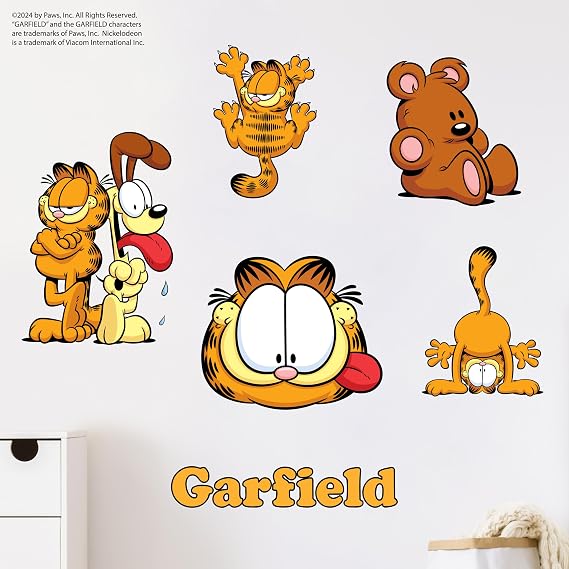 Garfield Wall Decals - Set of 6 Garfield, Odie, Pooky Vinyl Wall Stickers Bedroom Decorations - Peel and Stick Room Decor