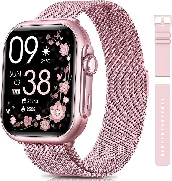 Smart Watch for Women Men Fitness: Smartwatch for iPhone Android with SpO2 Blood Oxygen/Heart Rate Monitor, Sleep Tracking, Bluetooth Calls , 120+ Sports Modes, IP68, 2 Bands 30-Day Battery Life