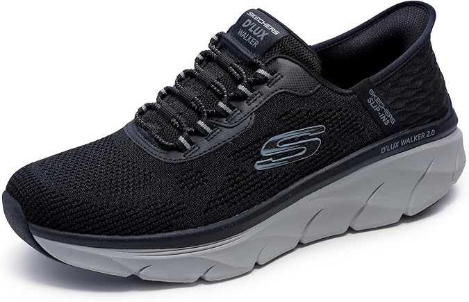 Skechers Men's D'Lux Walker 2.0 Rezinate | Casual Walking, Slip-ins, Relaxed Fit, Air-Cooled Memory Foam, Machine Washable