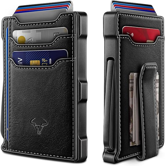 BULLIANT Men Wallet-Slim Money Clip Wallet Metal Card Case With Pop up Access 9 Cards RFID Blocking Pocket Fit