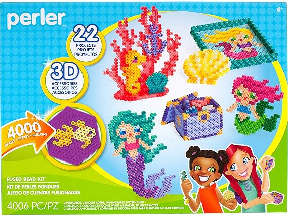 Perler Beads 3D Ocean and Mermaid Fuse Bead Kit, 4006pcs, 22 Projects