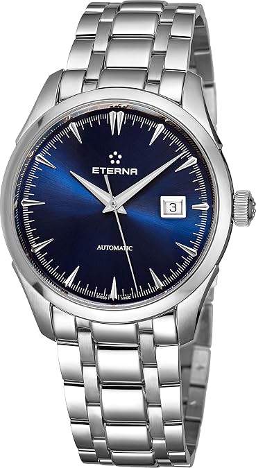Eterna Eternity Legacy Mens Automatic Watch - 41mm Blue Face with Second Hand, Date and Sapphire Crystal - Stainless Steel Band Swiss Made Classic Luxury Watch 2951.41.80.1700