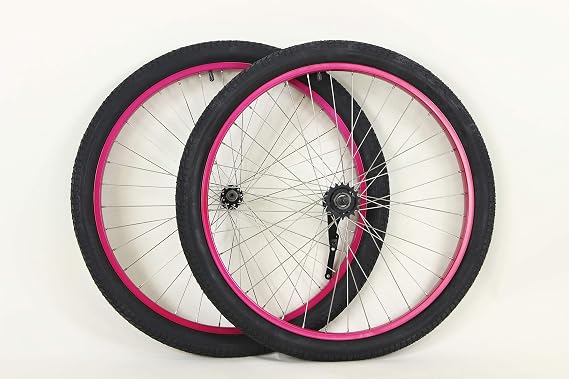 26 inch Coaster Brake Wheel Set Beach Cruiser Bike Bicycle with Tires and Tubes! (Pink)