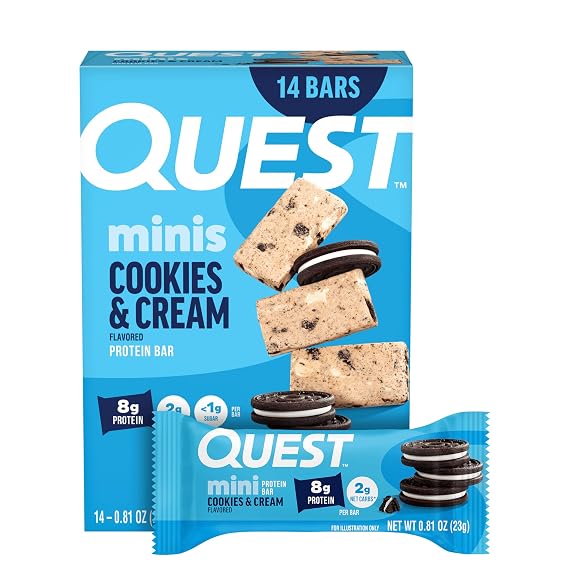 Quest Nutrition Mini Cookies & Cream Protein Bars, 8g Protein, 14 Count