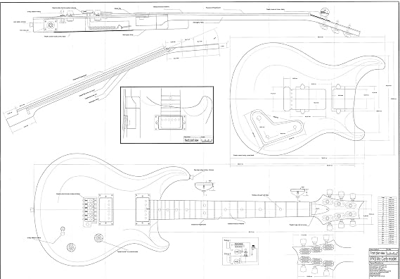 PRS electric guitar plans - full size - actual size