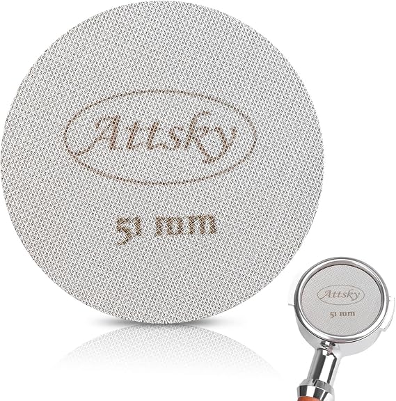 Attsky 51mm Espresso Puck Screen for 51mm Portafilter | 316 Stainless Steel, 1.7mm Thickness, 150um Mesh, Prevents Channeling, Even Water Distribution, Reusable, Dishwasher Safe