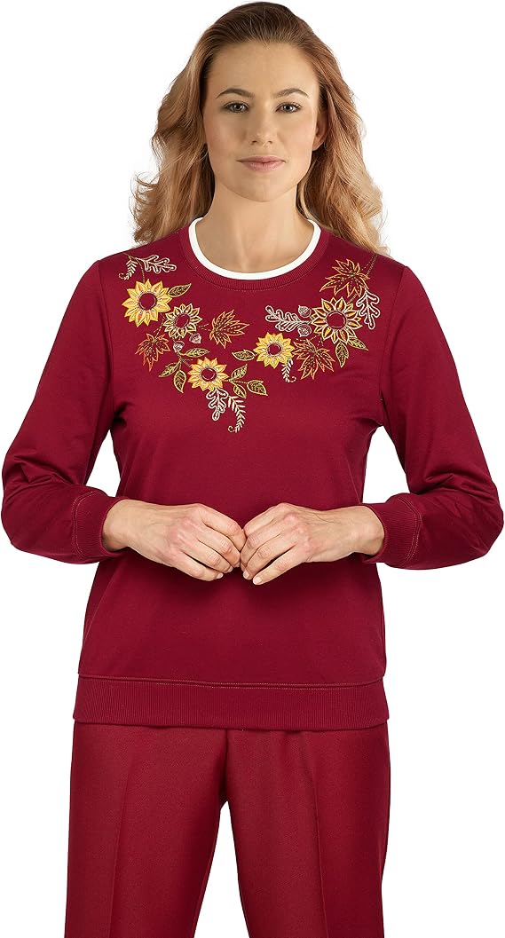 Alfred Dunner Women's Alfred Dunner Womens Petite Sunflower Yoke Top