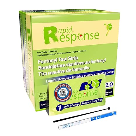 Rapid Response 2.0 Fentanyl Test Strips Upgraded Drug Testing Kit with Micro Scoop Fewer Cross-Reactions Fast & Accurate Harm Reduction Tool for Overdose Prevention(100 Pack)