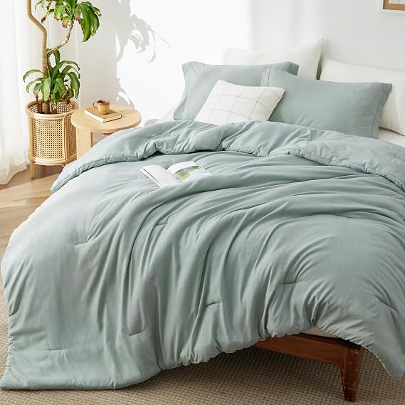 Bedsure King Size Comforter Set - Mint Green Soft Bedding for All Seasons, Cationic Dyed Bed Set, 3 Pieces, 1 King Size Comforter (104"x90") and 2 Pillow Shams (20"x36"+2")