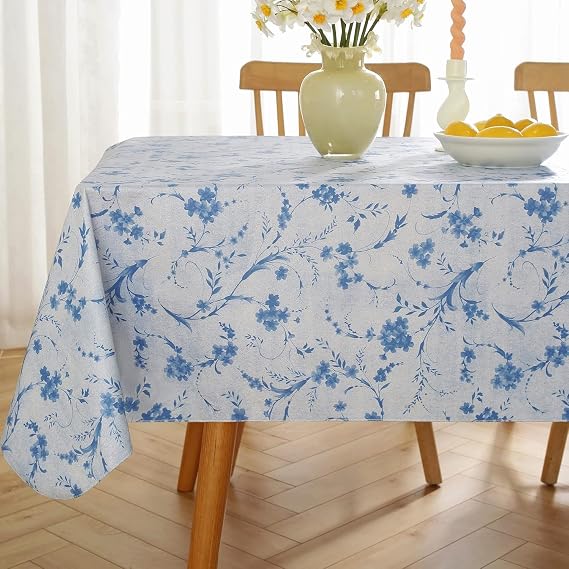 Vinyl Tablecloth with Flannel Backing for Rectangle Tables 60 x 84 Inch