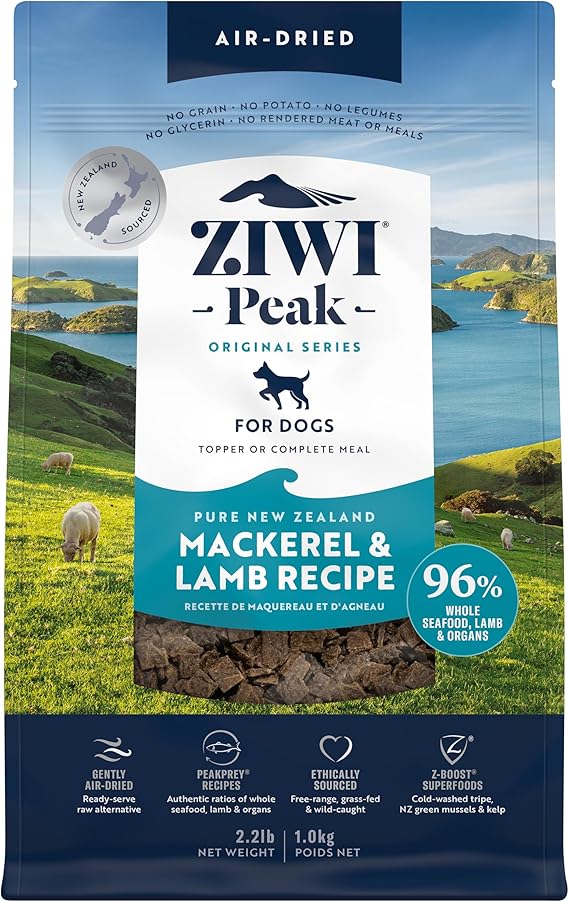 ZIWI Peak Air-Dried Dog Food Mackerel & Lamb - All Natural, High Protein, Grain Free, Limited Ingredient w/ Superfoods (35.2oz)