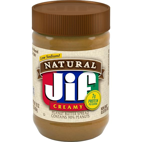 Jif Natural Creamy Peanut Butter Spread, 16-Ounce Jar