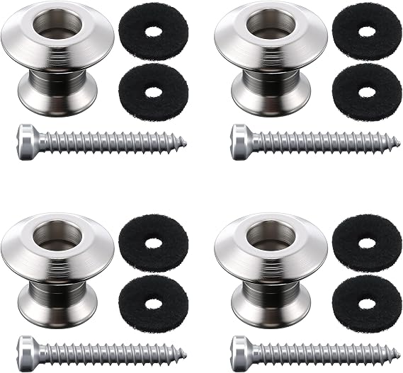 4 Set Guitar Strap Button Compatible with Dunlop Straplok, Nickel Plated