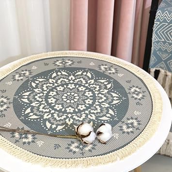 Boho Rustic Round Placemat for Dinning Table with Tassels, 20" Mandala Placemat Table Mat for Kitchen Table Tea Table