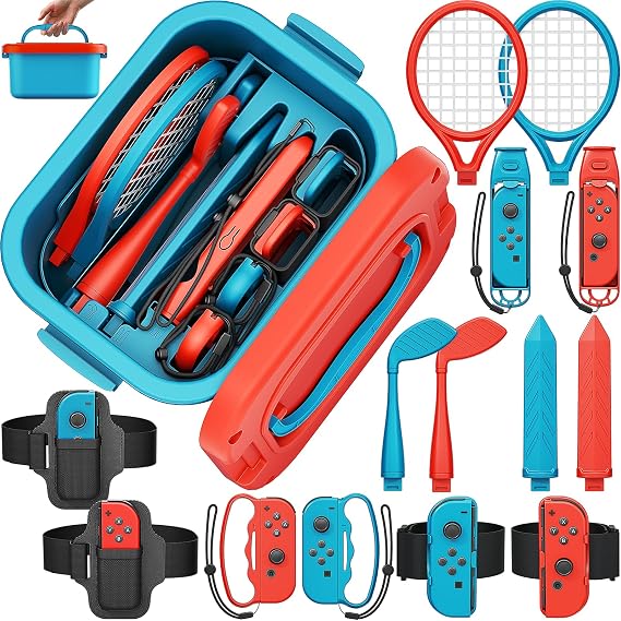 Deruitu Switch Sports Accessories Bundle Set, Switch 1 Sports Games Accessories Kit, Family Party Pack Set for Nintendo Switch/ OLED Sports Games