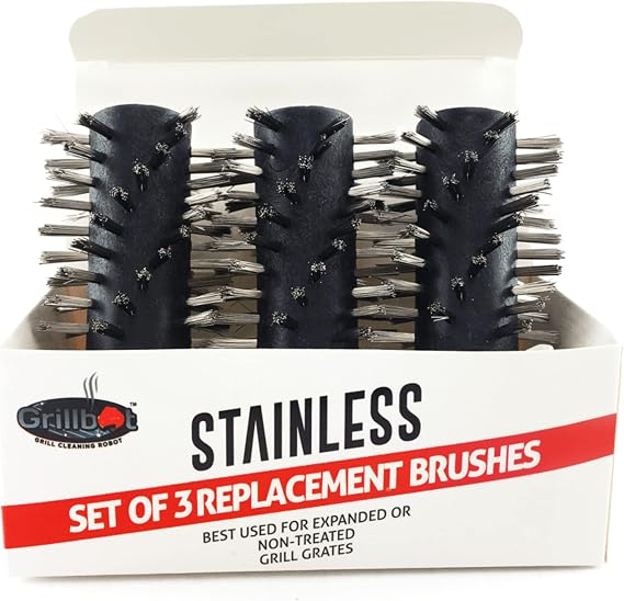 Grillbot Stainless Steel Brushes for Grill Cleaning Robot, Set of 3
