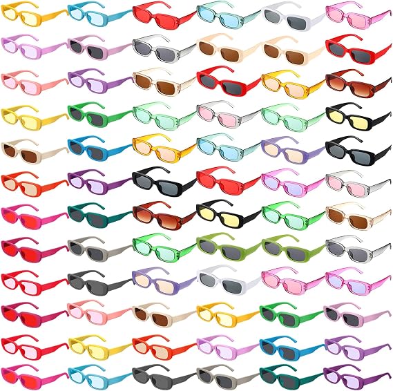 Ecally 72 Pack Rectangle Sunglasses for Women Men Retro Glasses