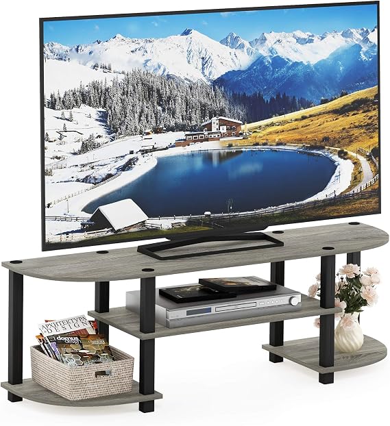 Furinno TURN-S-TUBE 3-Tier TV Stand for TVs up to 55 Inch, French Oak