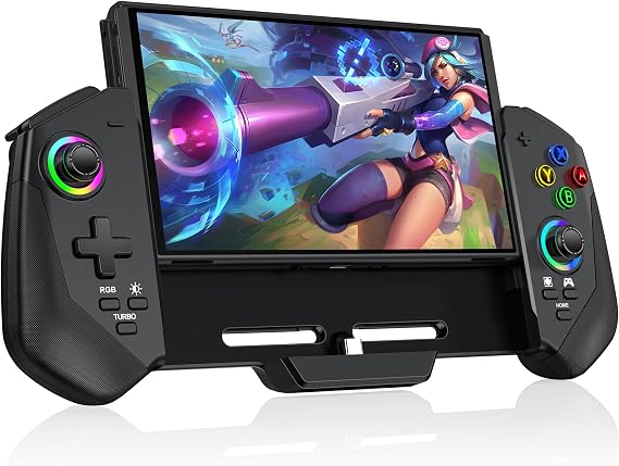 Upgraded Hall Effect Joystick Switch Controller for Nintendo Switch/OLED No Drift, Wired Pro Controller with LED Lighting, Game Card Storage & Ergonomic Grip (Black)