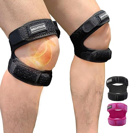 Dual Patella Knee Strap, Black, Size M, 2-Pack