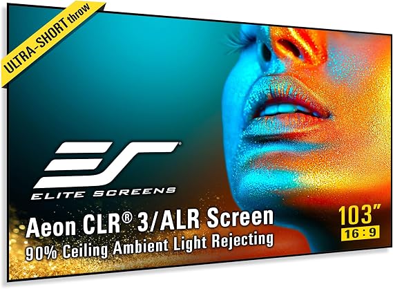 Elite Screens Aeon CLR3 103 UST ALR Projector Screen, Edge-Free Fixed Frame, 90% Ceiling Light Rejecting, Grey Screen for Ultra Short Throw Projectors, Home Theater & Gaming AR103H-CLR3