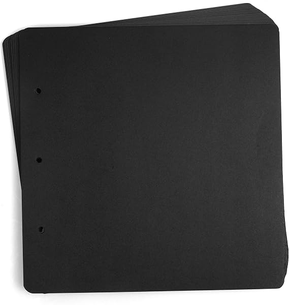 10 Sheets Double Sided (20 Pages) 11.6 x 11.6 inch Refill Pages, Acid Free Thick Additional Craft Paper Cardboard for ALL ADVcer 12x12" Loose-Leaf 3-Ring Binder Photo Album Scrapbook (Black)