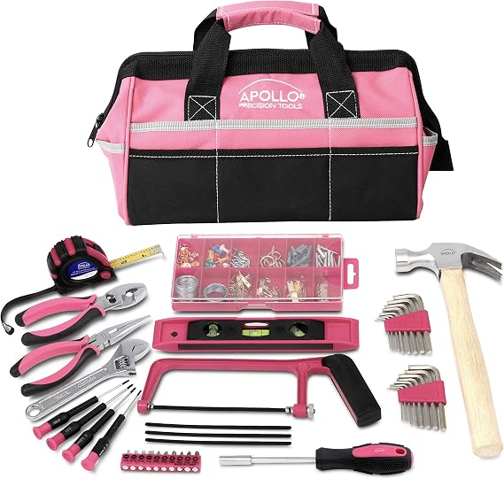 Apollo Tools 201 Piece Home Tool Set, Pink DT0020P