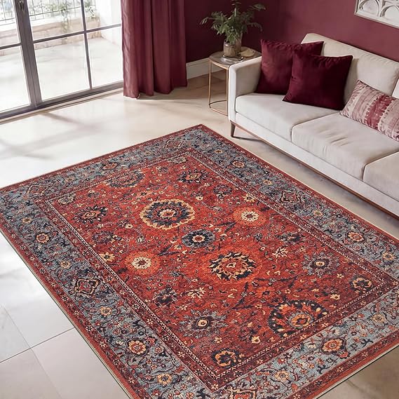 Keen Home Design Vintage Washable Entryway Rug, Non-Slip Low Pile, 3x5
