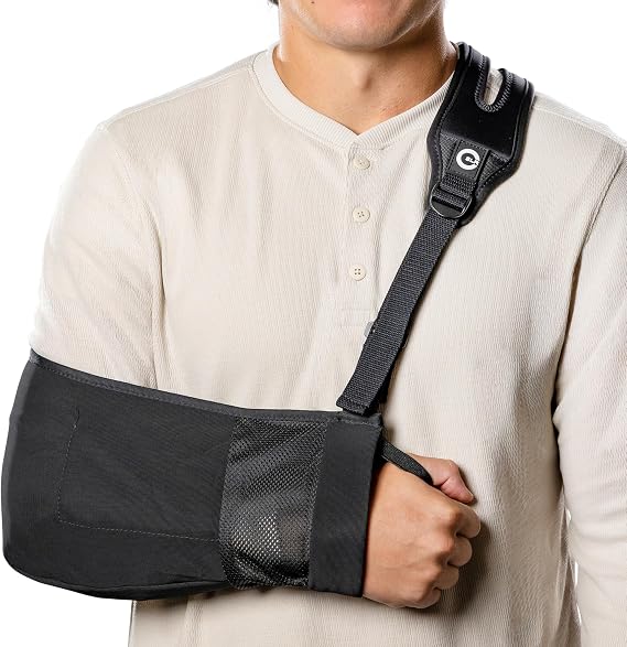 Arm Sling for Shoulder Injury, Rotator Cuff, Fracture & Surgery Recovery Split-Strap Support, Breathable Mesh, Adjustable Left or Right Arm, Padded Comfort for Men & Women