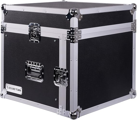 Sound Town 8-Space PA/DJ Pro Audio Rack/Road Case with Slant Mixer Top (STMR-8U)