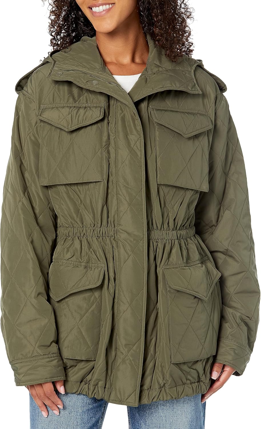 Norma Kamali Women's Quilted Hooded Cargo Jacket