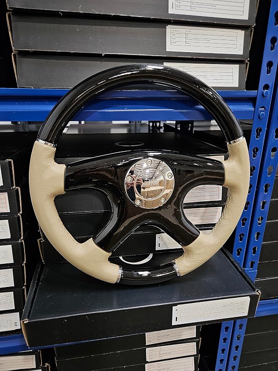 Raptor 15" Black Wood & Tan Leather Steering Wheel