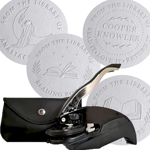 Book Embosser by StampBoss, Custom Made with Your Choice of Design. from The Library of, Personalized Gift. Add Gold foils