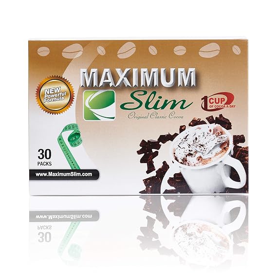 Maximum Slim Premium Instant Cocoa Creamy, Delicious 4-in-1 Formula with Natural Herbal Extracts for Energy & Vitality, Maximum Satisfaction & Taste. No Side Effects (Laxative-Free) USA Made, 30 Ct