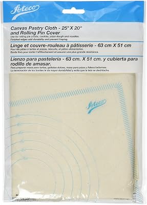 Ateco Canvas Pastry Cloth and Rolling Pin Cover, 25 x 20, Off-White