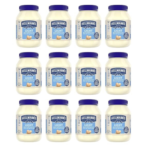 Hellmann's Mayonnaise For a Creamy Condiment Light Mayo Made With 100% Cage-Free Eggs 30 oz, Pack of 12