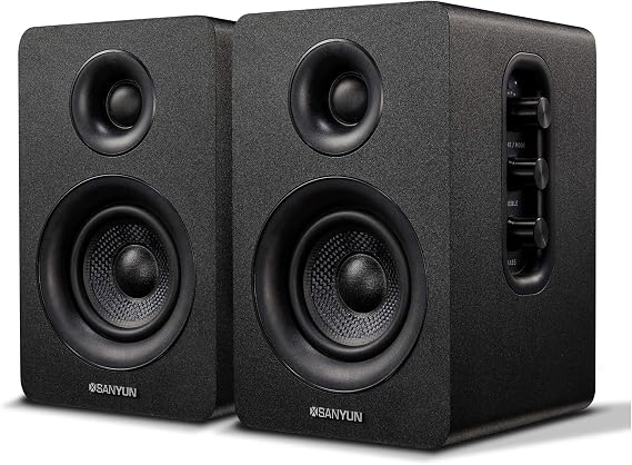 Sanyun SW208 3" Active Bluetooth 5.0 Bookshelf Speakers, Built-in 24bit DAC