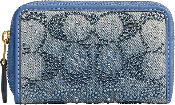 Essential Small Zip Around Card Case in Crystal Signature Denim