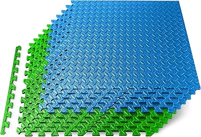 SQUATZ Puzzle Exercise Mat 2550 Tiles Interlocking Foam Home Mats, 24x24 EVA Foam Floor 12 in Tiles, Protective Flooring for Gym Equipment, Yoga Workouts, Durable Non-Skid Texture, Easy to Assemble