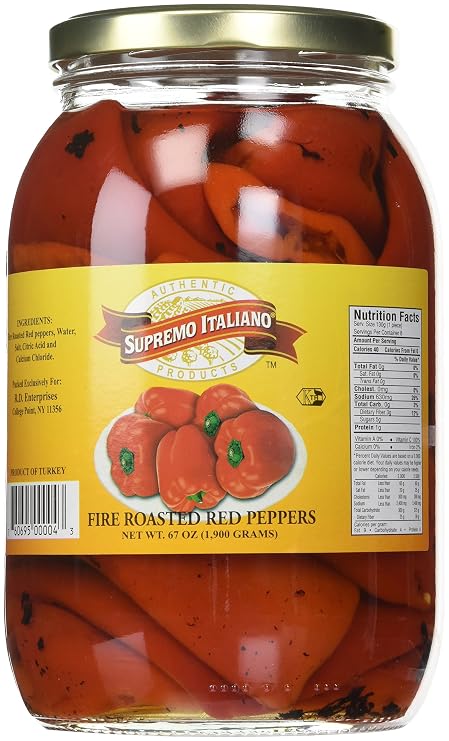 Supremo Italiano Fire Roasted Red Peppers, 65 oz