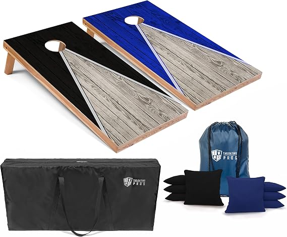 Tailgating Pros Lightweight Pyramid Design Cornhole Board Set w/Bean Bags and Carrying Case - 4'x2' Regulation Cornhole Game