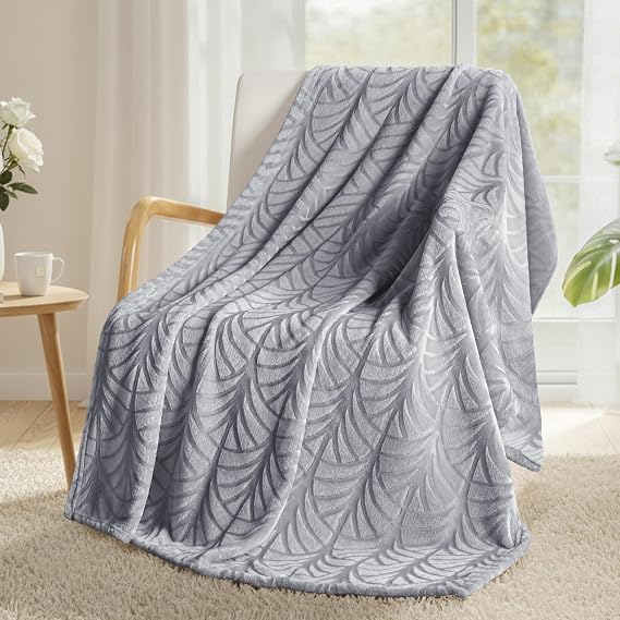 Whale Flotilla Soft Flannel Fleece Throw Blanket for Couch, Silver Grey