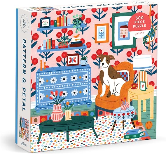 Galison Pattern & Petal 500 Piece Jigsaw Puzzle Featuring Beautiful Artwork of A Floral Living Scene