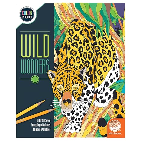 MindWare Color by Number Wild Wonders Book 1 Sketchbook | Color-by-number pages that reveal a hidden image as you go.