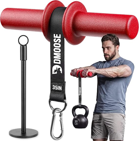 DMoose Fitness Forearm Strengthener & Wrist Roller - Non-Slip Thicker Handles, 35" Durable Nylon Strap - Grip Trainer for Wrist, Hand & Forearm Muscles - Arm Exerciser for Strength Training & Rehab
