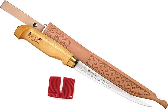 Rapala 4 Inch Fishn Fillet Knife with Built-In Single-Stage Sharpener and Sheath, Stainless Steel Fishing Knife