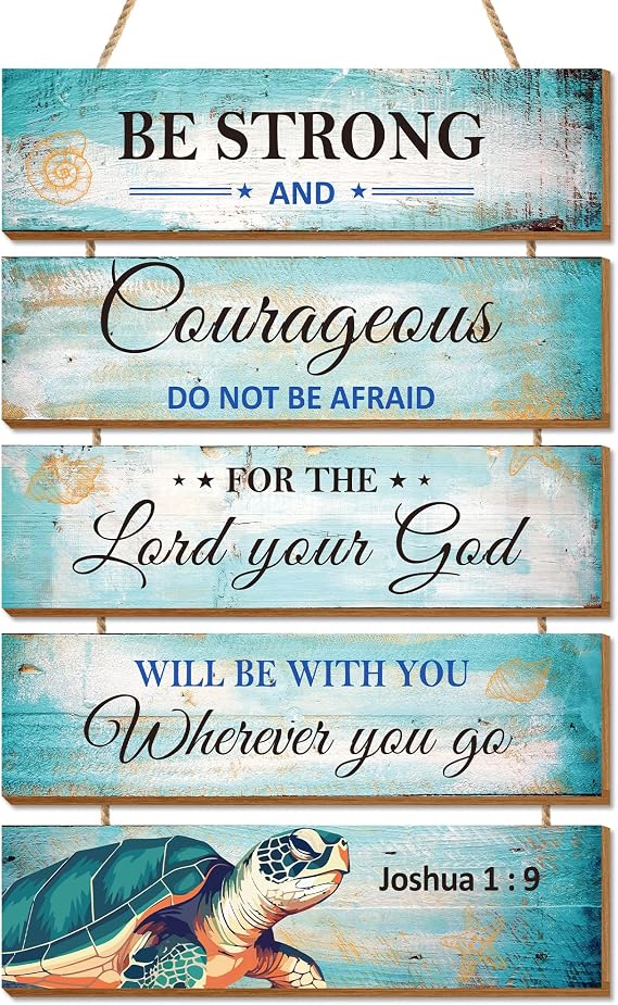 Sea Turtle Wall Art Decor, Religious Art Wall Decor, Wooden Decor Gifts for Turtle Lovers, Bible Quote Positive Decoration, Gift Ideas for Friends Wall Art Hanging Sign