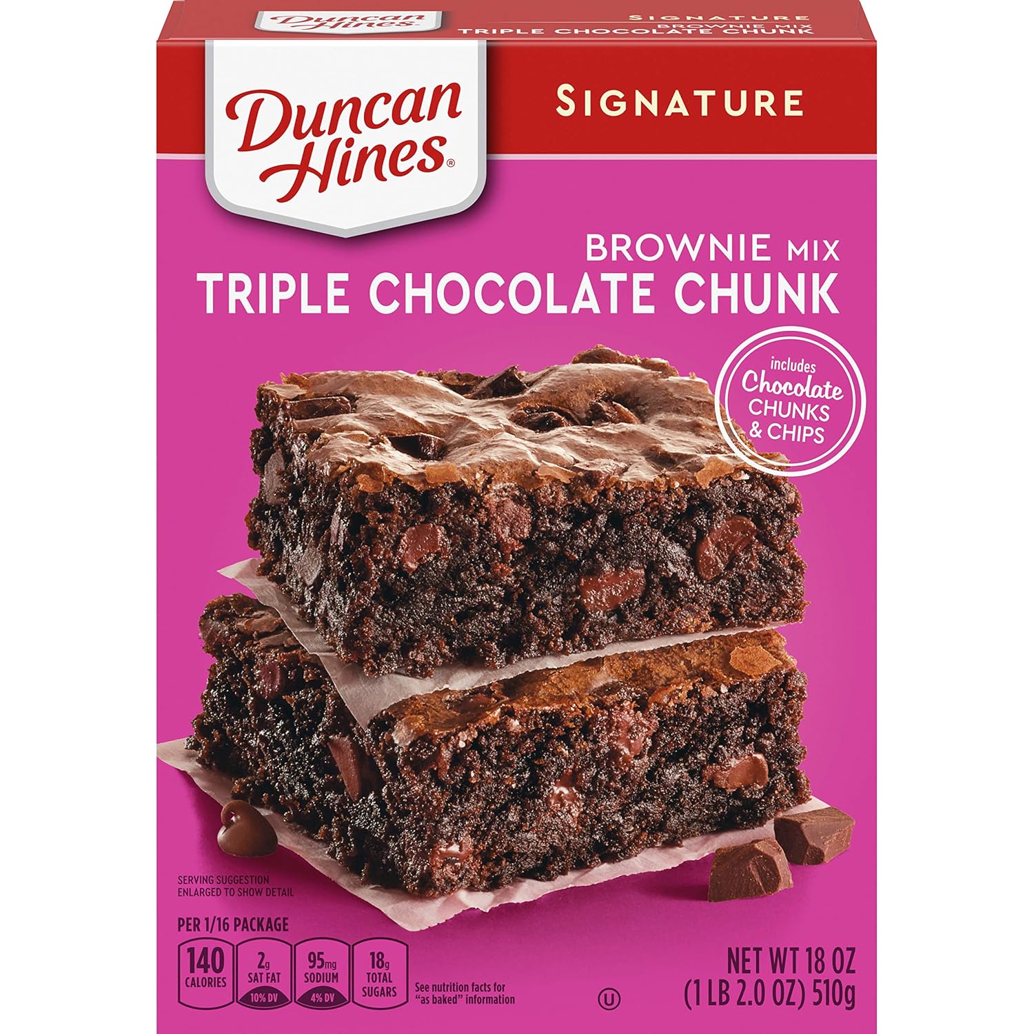 Duncan Hines Signature Triple Chocolate Chunk Brownie Mix 18 Ounce Pack of 1