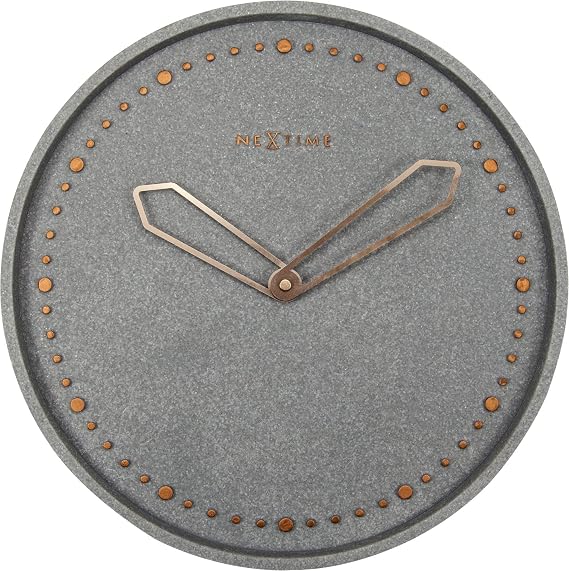NEXTIME Unek Goods Cross Wall Clock | 13.78" Diameter | Grey | Poly Resin | Battery Operated